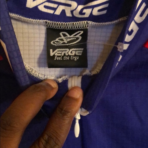 VERGE RED/WHT/BLU 1/4 ZIP CYCLING JERSEY MEN’S LARGE (5) - Picture 3 of 7